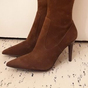 Ralph Lauren Suede Tall Over Calf Pointy Boots